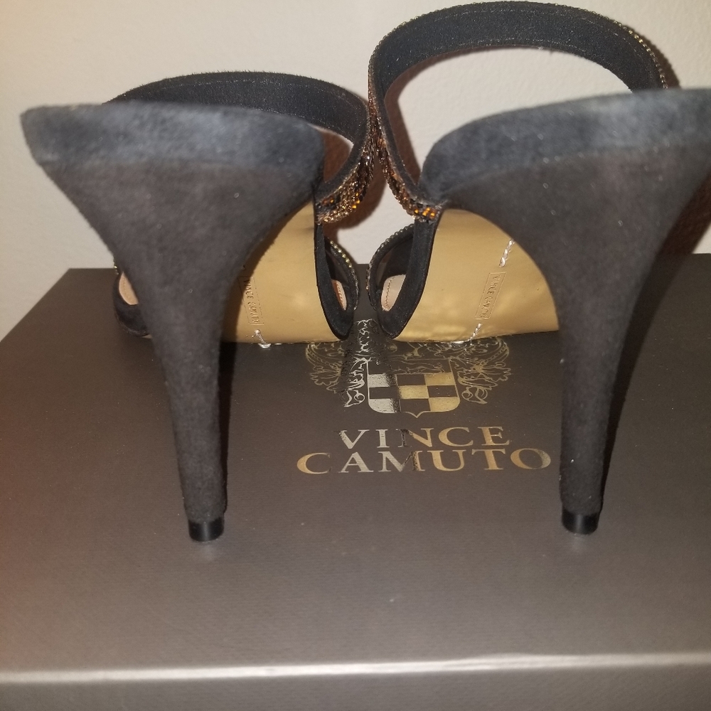 Vince Camuto Cheetah Rhinestone Seventia Black Suede Heels NIB - Picture 7 of 8